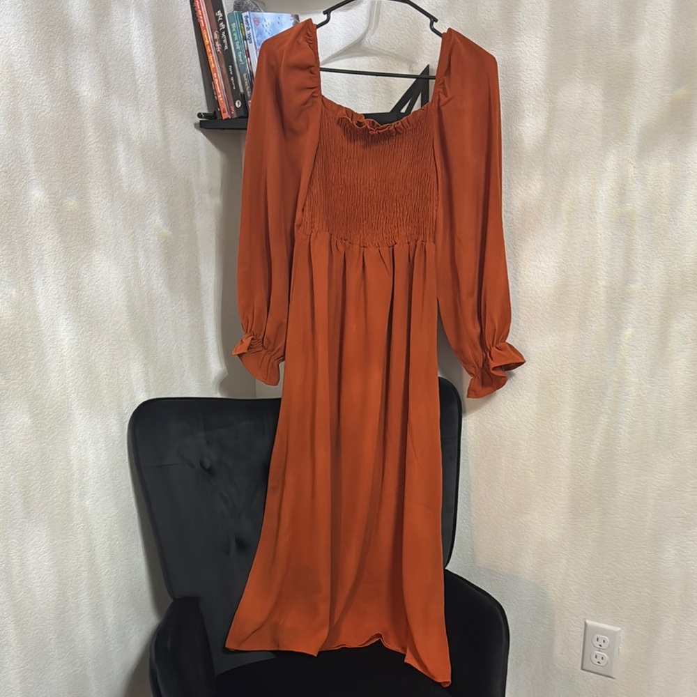 Elegant Rust Orange Women's Dress